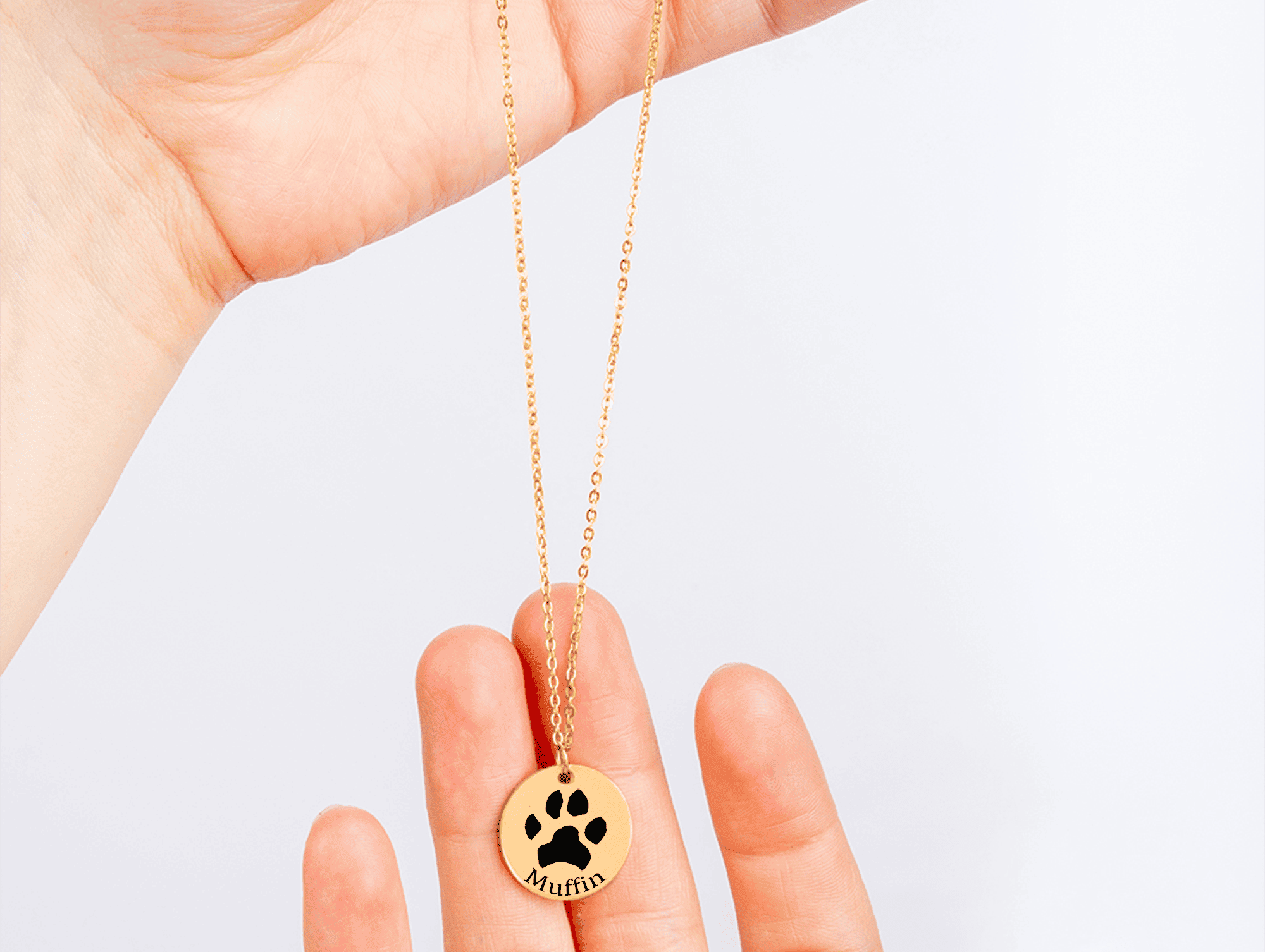 Personligt graverat halsband med ditt husdjurs tassavtryck och namn – för husdjursälskare