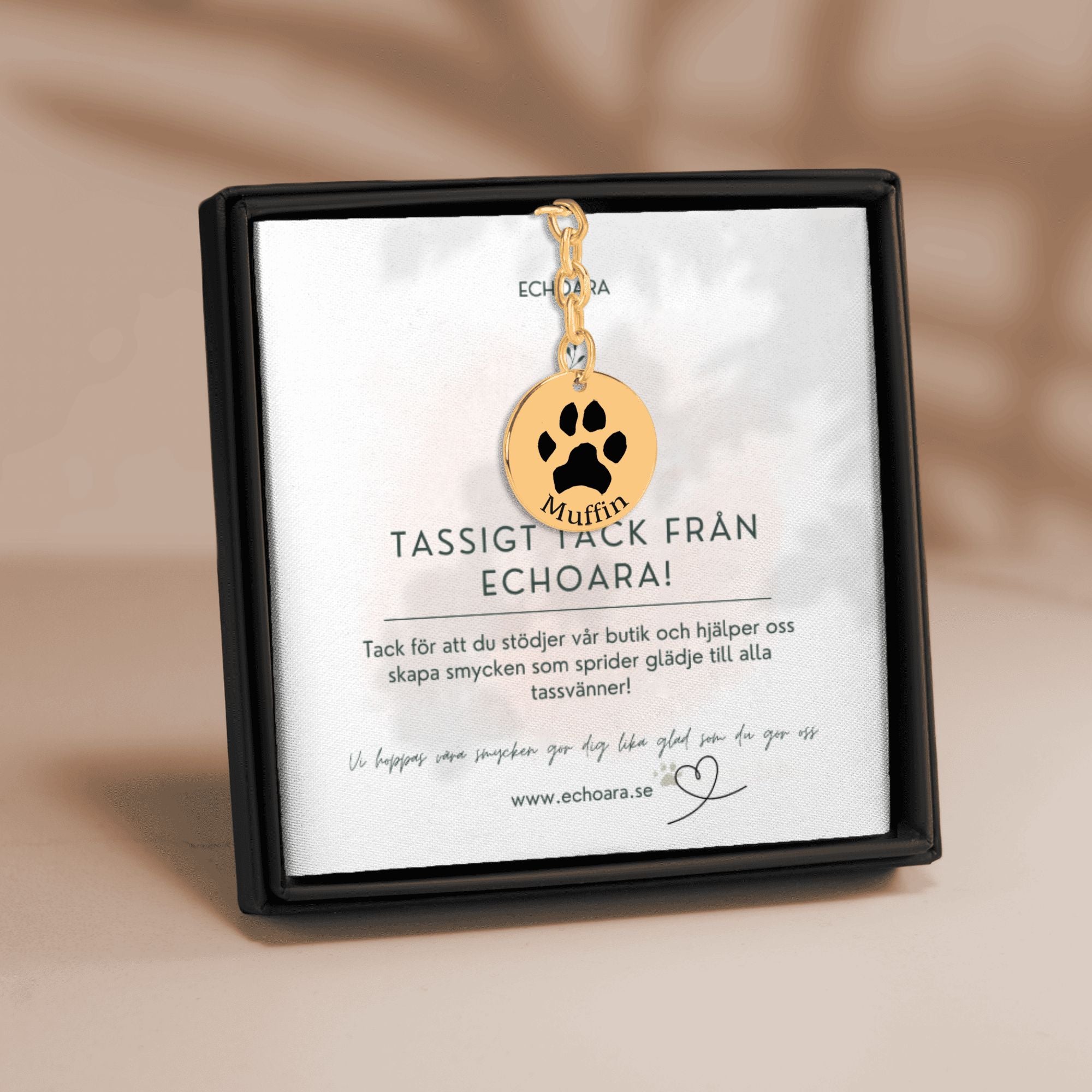 Personlig graverad nyckelring med ditt djurs tassavtryck till husdjursälskare