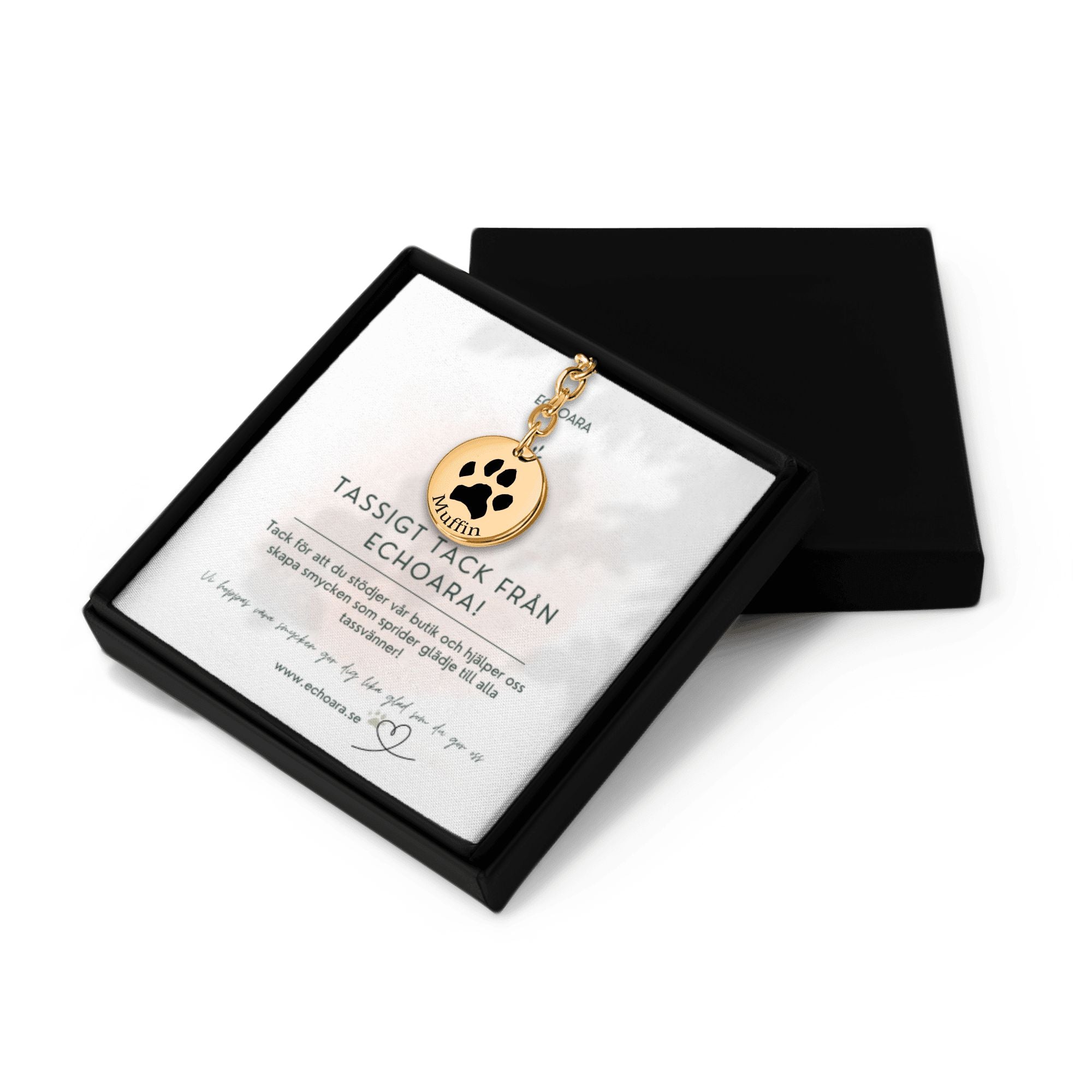 Personlig graverad nyckelring med ditt djurs tassavtryck till husdjursälskare