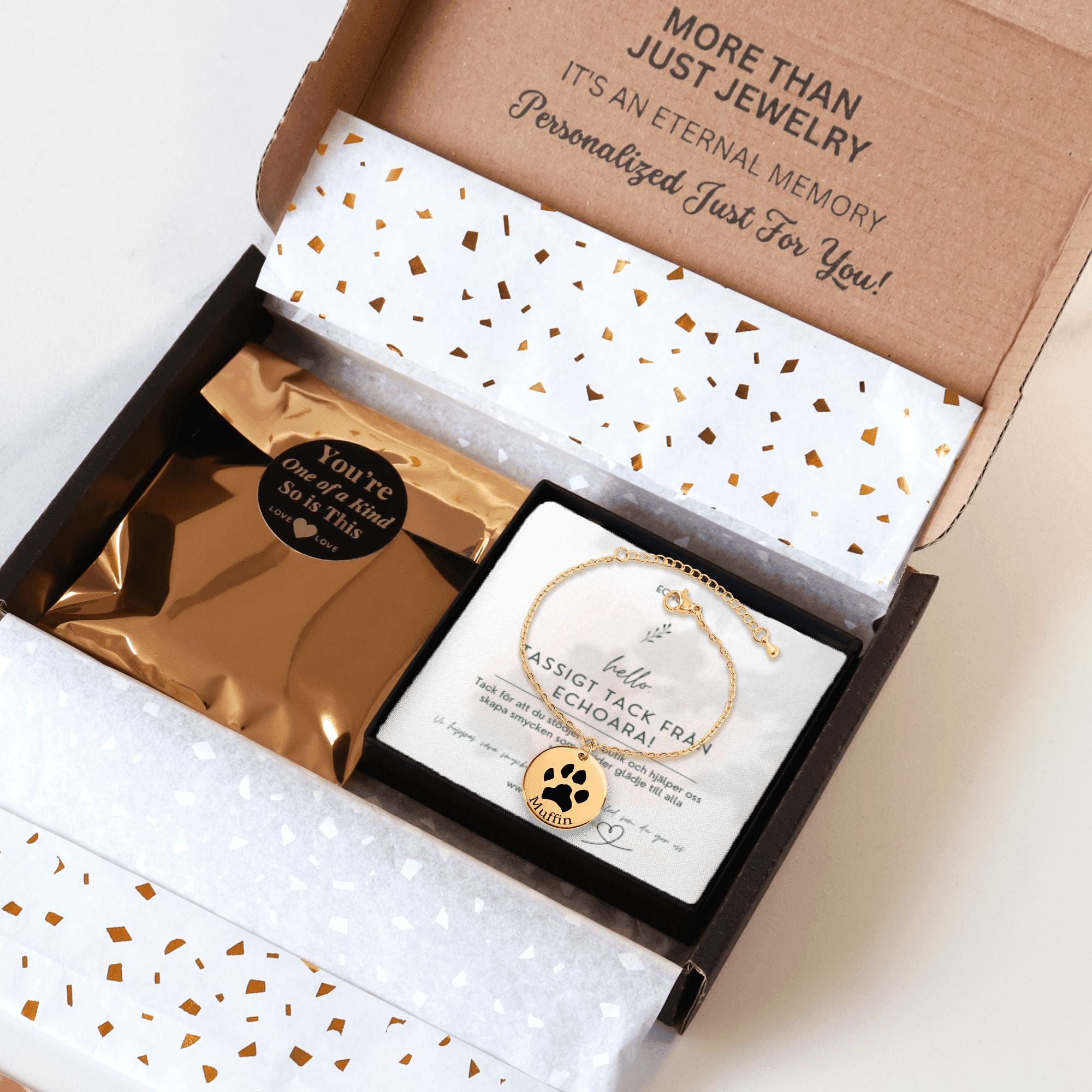 Personligt graverat armband med ditt husdjurs tassavtryck och namn – för husdjursälskare