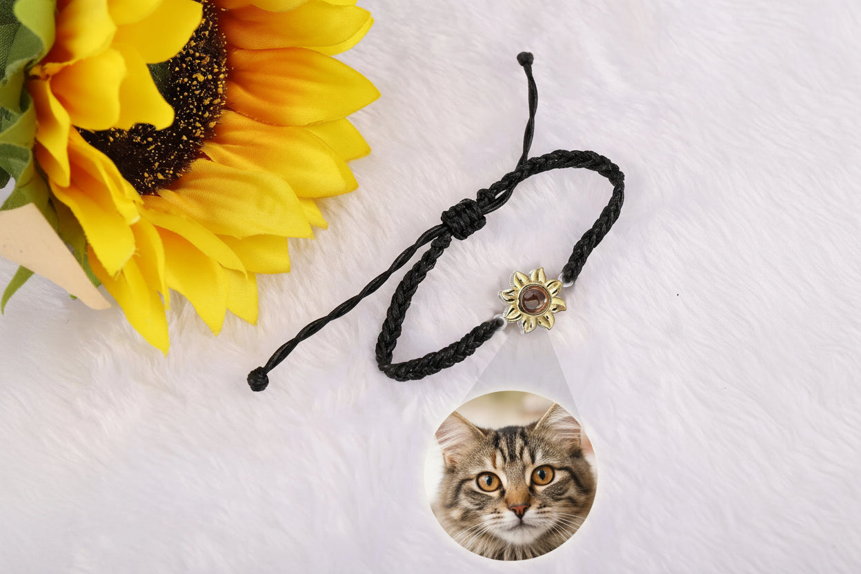 Personligt Solrosarmband för Husdjur med Fotoprojektionssten